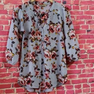 Princess Vera Wang floral Gray Women's Blouse M